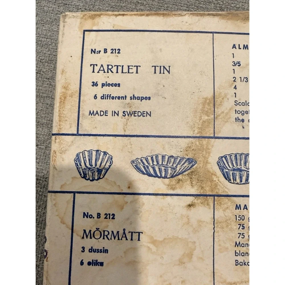 Vintage Tartlet Tins Set of 36 - Made in Sweden - No. B 212 Sandbakkel Molds